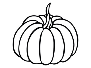 Vector hand drawn illustration of pumpkin. Isolated object on white background. Vegetable harvest clip art. Farm market product. Elements for autumn design, decoration.