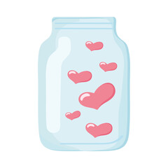 glass jar with hearts