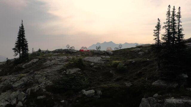 View Of Mountain Top Campsite At Sunrise