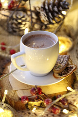 Cappuccino coffee with gingerbread cookies