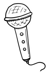Hand drawn microphone isolated on a white background. Celebration elements. Doodle, simple outline illustration. It can be used for decoration of textile, paper.
