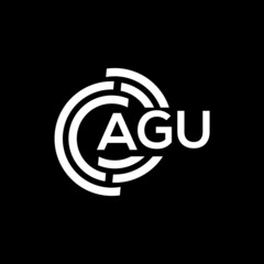 AGU letter logo design on black background. AGU creative initials letter logo concept. AGU letter design.
