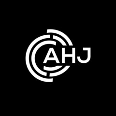 AHJ letter logo design on black background. AHJ creative initials letter logo concept. AHJ letter design.