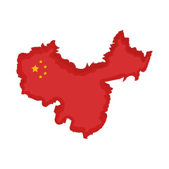 chinese flag in map