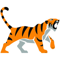 tiger drawing for the kids, roar of tiger, wildlife or wild animal, the sign of power and danger