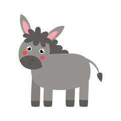 Fototapeta na wymiar Vector illustration of cute donkey isolated on white background.