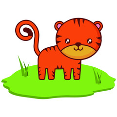 tiger drawing for the kids, painting of baby tiger, wildlife or wild animal, the sign of power and danger