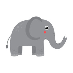 Vector illustration of cute elephant isolated on white background.