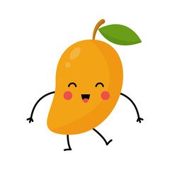 Vector illustration of cute mango isolated on white background.