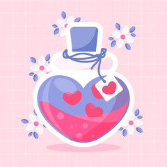 Flat design love potion with label illustration