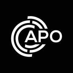 APO letter logo design on black background. APO creative initials letter logo concept. APO letter design.