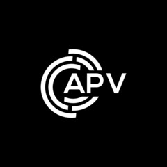 APV letter logo design on black background. APV creative initials letter logo concept. APV letter design.