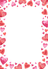 rectangular frame of hearts on a white background.