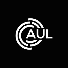 AUL letter logo design on black background. AUL creative initials letter logo concept. AUL letter design.