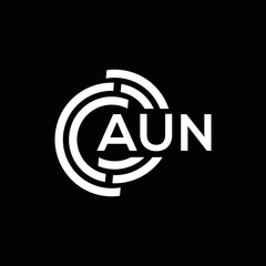 AUN letter logo design on black background. AUN creative initials letter logo concept. AUN letter design.