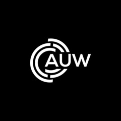 AUW letter logo design on black background. AUW creative initials letter logo concept. AUW letter design.