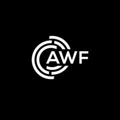 AWF letter logo design on black background. AWF creative initials letter logo concept. AWF letter design.