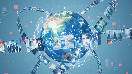 デジタルコンテンツ　グローバルネットワーク  - obrazy, fototapety, plakaty