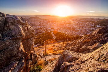 sunset in the mountains of Zacatecas without people on a rocky ground