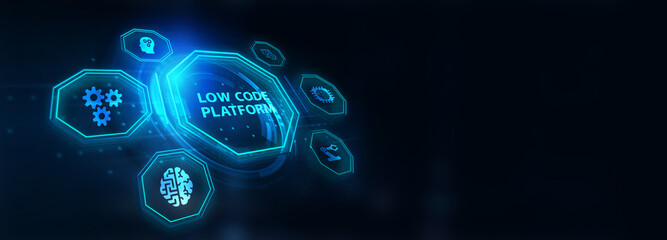 Low Code software development platform technology concept.3d illustration