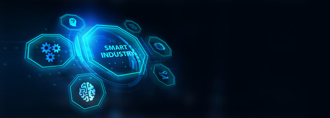 Smart industry 4.0 manufacturing technology concept. 3d illustration