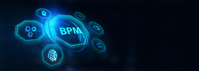 BPM Business process management system technology concept.3d illustration