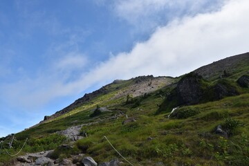 Mountain climbing in summer season