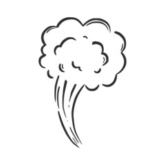 Hand drawn explosion cloud, splash smoke element. Comic doodle sketch style. Splash cloud icon. Isolated vector illustration