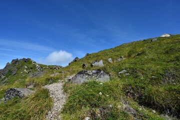 Mountain climbing in summer season