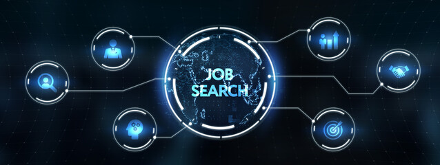 Business, Technology, Internet and network concept. Job Search human resources recruitment career. 3d illustration