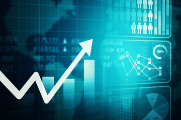 Upward arrow with virtual screen background