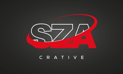 SZA creative letters logo with 360 symbol vector art template design