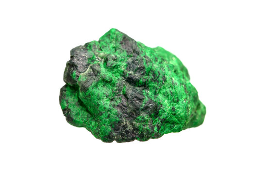 Natural rough Maw sit sit (Chrome Jade/Jade Albite) a metamorphic rock on white background, especially found in northern Myanmar (Burma)  