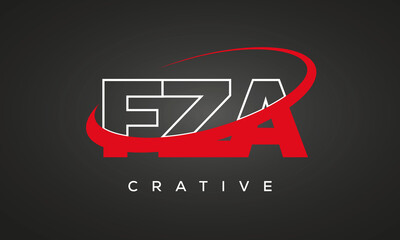 FZA creative letters logo with 360 symbol vector art template design