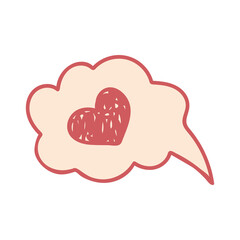 Vector isolated element. Bubble with heart. Heart. Decoration for Valentine day. Symbols of Valentine s day. Color image on a white background. The print is used for packaging design.