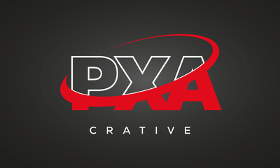 PXA creative letters logo with 360 symbol vector art template design