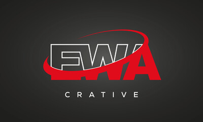 EWA creative letters logo with 360 symbol vector art template design