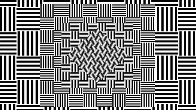 Symmetrical geometric patterns change their shape. 
Black and white mandala.Seamless loop video.