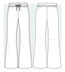Flared jersey pants. Technical sketch. Vector illustration.