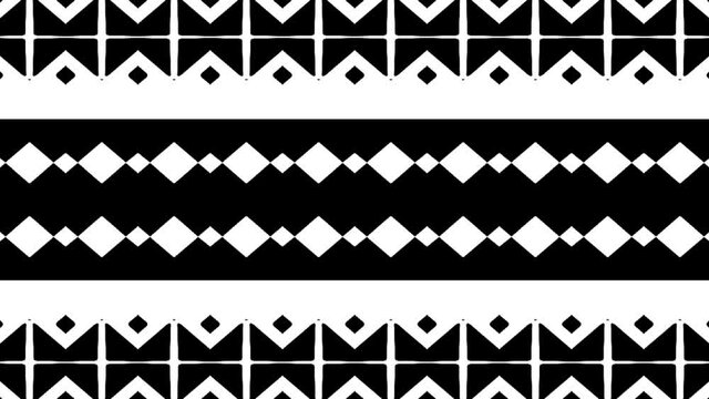 geometric patterns change their shape. abstract background with monochrome kaleidoscope. Black and white color
.Seamless loop video.