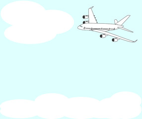 Obraz na płótnie Canvas 飛行機が飛ぶ可愛いイラスト