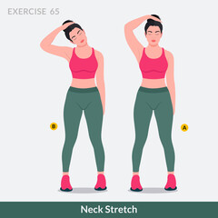 Neck Stretch exercise, Woman workout fitness, aerobic and exercises.