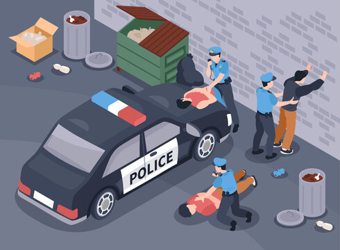 Gang Detention Isometric Illustration