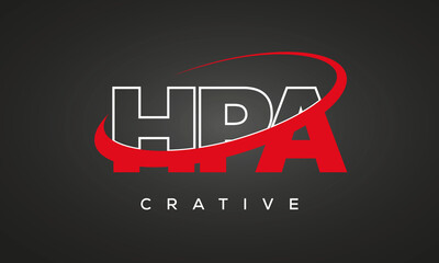 HPA creative letters logo with 360 symbol vector art template design