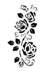 Silhouette of flowers and leaves. Vector illustration. 
Laser cutting template for an openwork vector silhouette.
A postcard carved in vintage style.