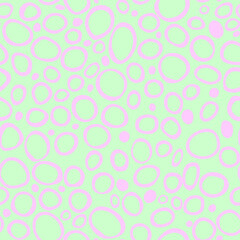 Spotty abstract vector seamless pattern. Random rings, dots, circles, spots, stains, bubbles, stones. Design for fabric, funny cute print. Irregular random texture. Repetitive graphic background