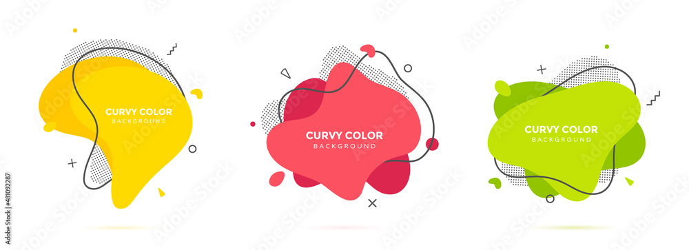 Poster modern liquid irregular amoeba blob shape abstract elements graphic flat style design fluid vector i