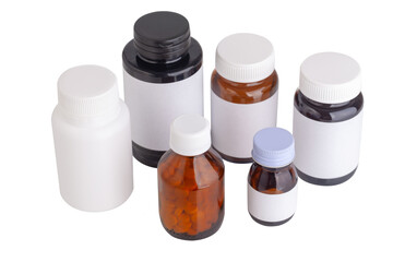 set of bottles isolated