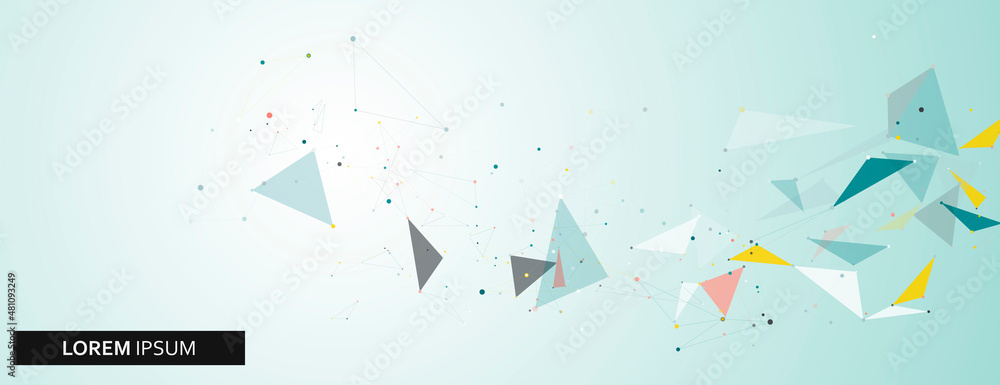 Aufkleber Network connection technology. Vector connect dots and lines. Abstract polygonal design. Color triangle concept