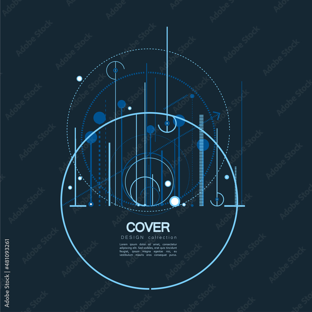 Poster vector circles design connection. graphic abstract technology background. lines connect pattern. dig